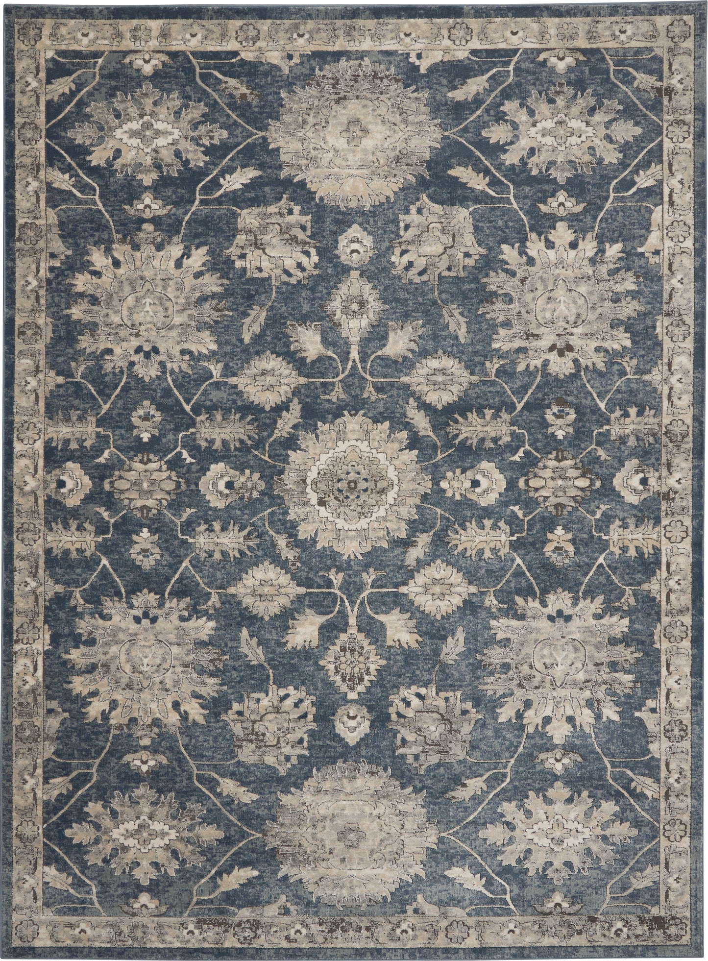 Nourison Home Quarry QUA06 Blue Beige Traditional Power-loomed Rugs