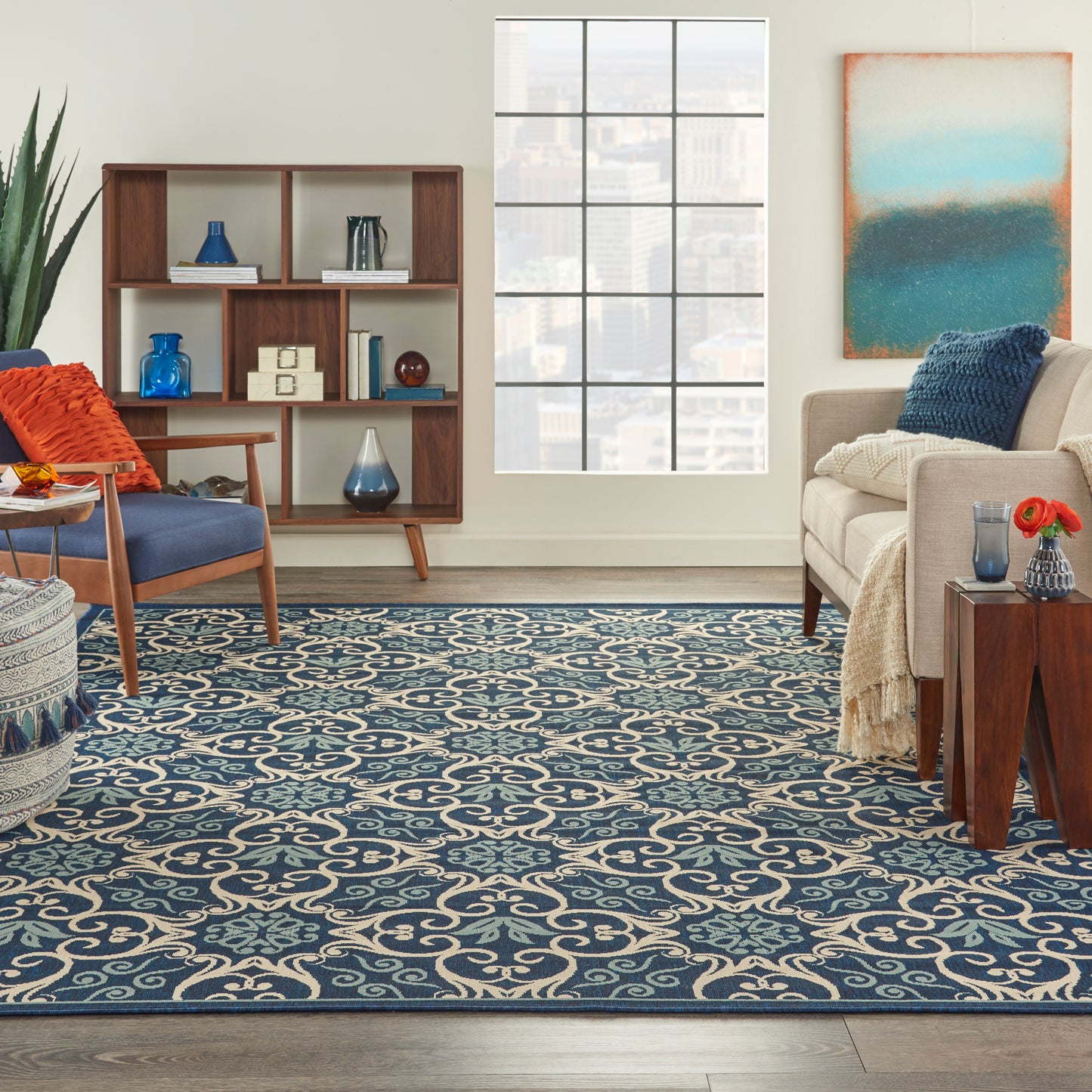 Nourison Home Caribbean  Navy  Transitional