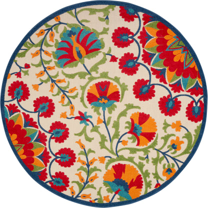 Nourison Home Aloha ALH20 Red Multicolor Contemporary Power-loomed Rugs