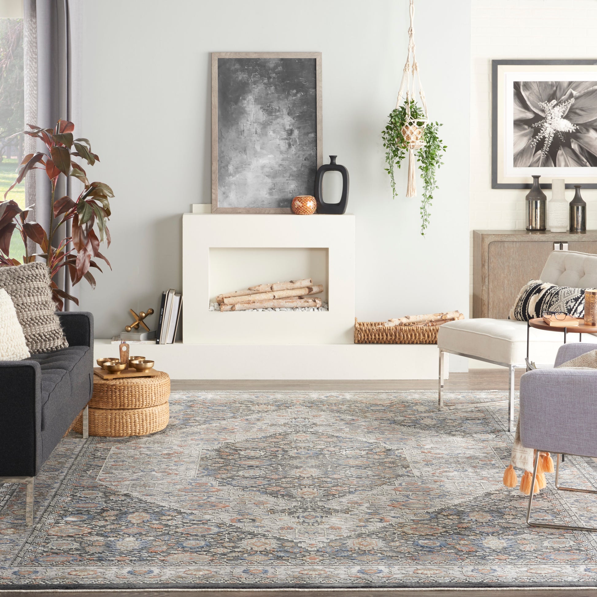 Nourison Home Starry Nights  Grey Blue  Traditional