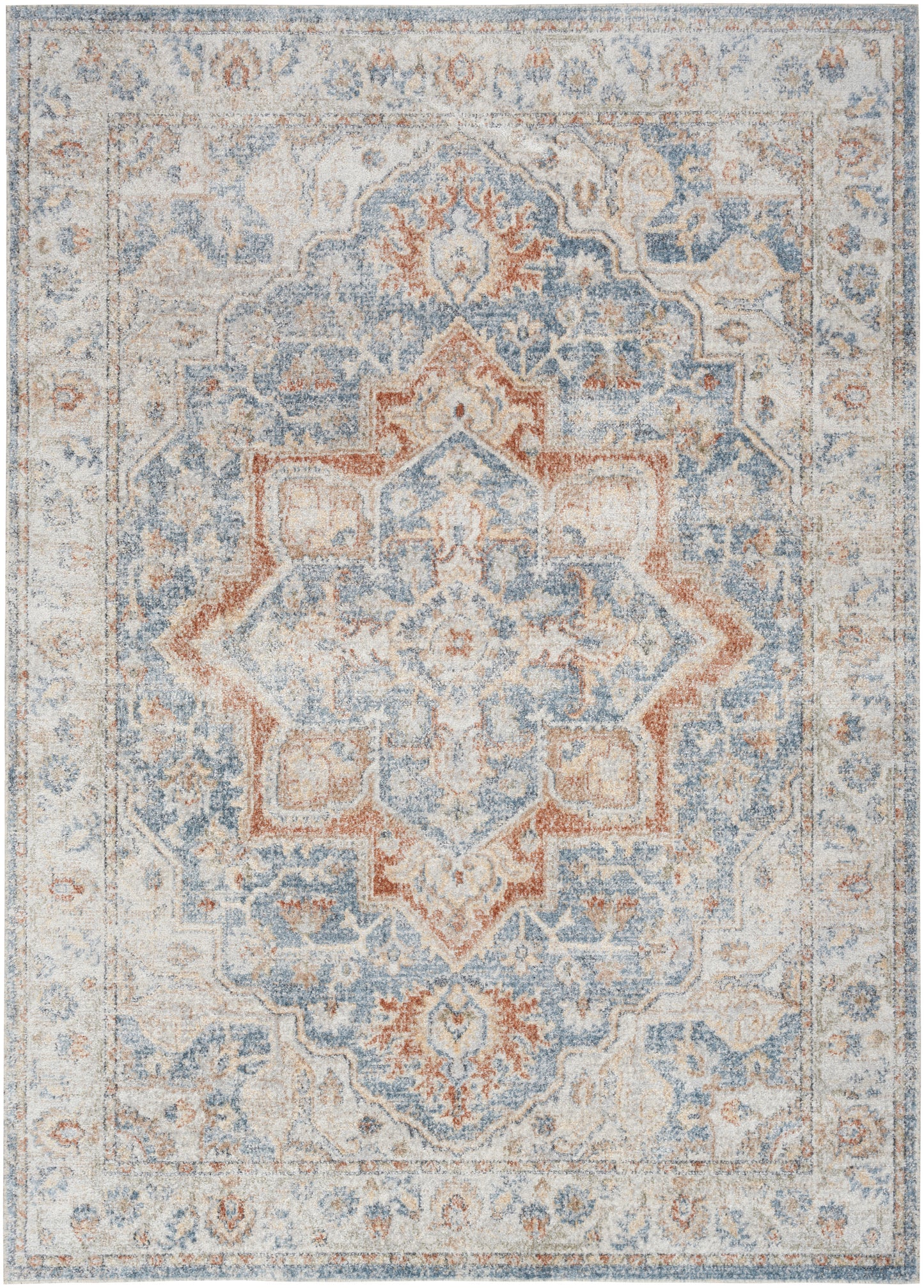 Nourison Home Astra Machine Washable ASW12 Denim Multicolor Traditional Power-loomed Rug