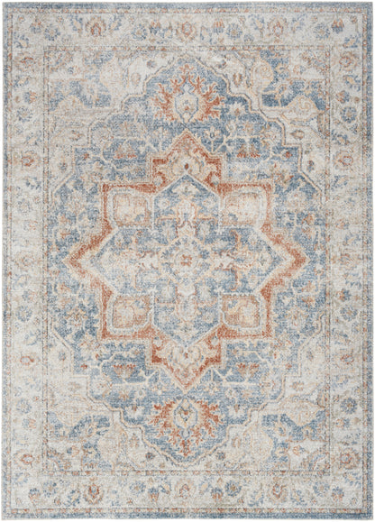 Nourison Home Astra Machine Washable ASW12 Denim Multicolor Traditional Power-loomed Rug