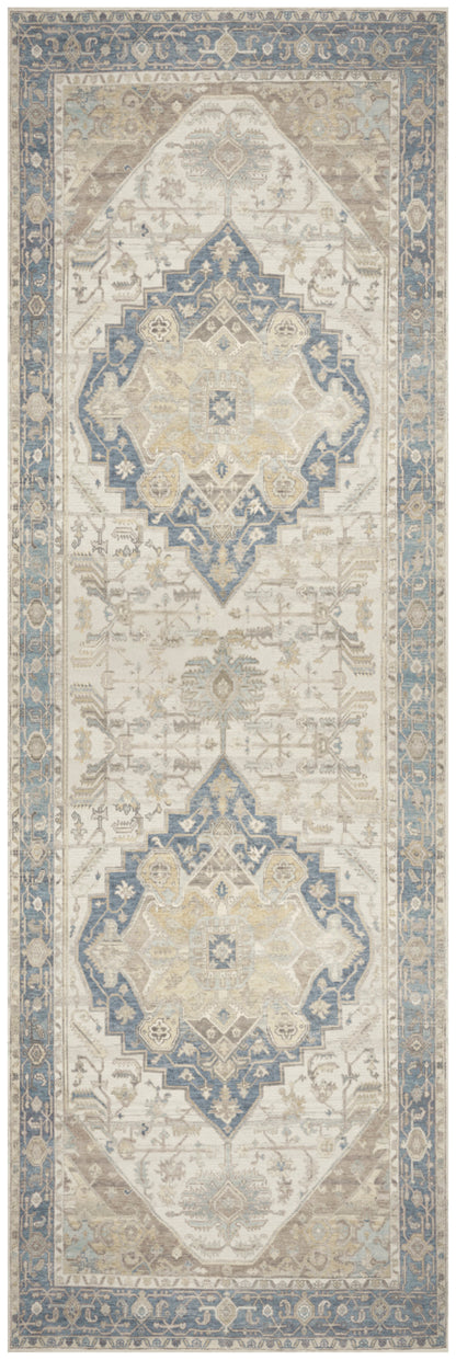 Nourison Home Vintage Washables VWS13 Blue Green Traditional Flat Weave Rug