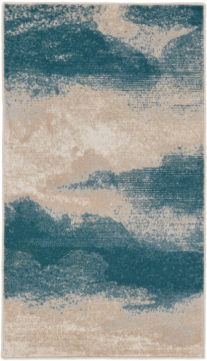 Nourison Home Maxell MAE06 Ivory Teal Contemporary Power-loomed Rugs