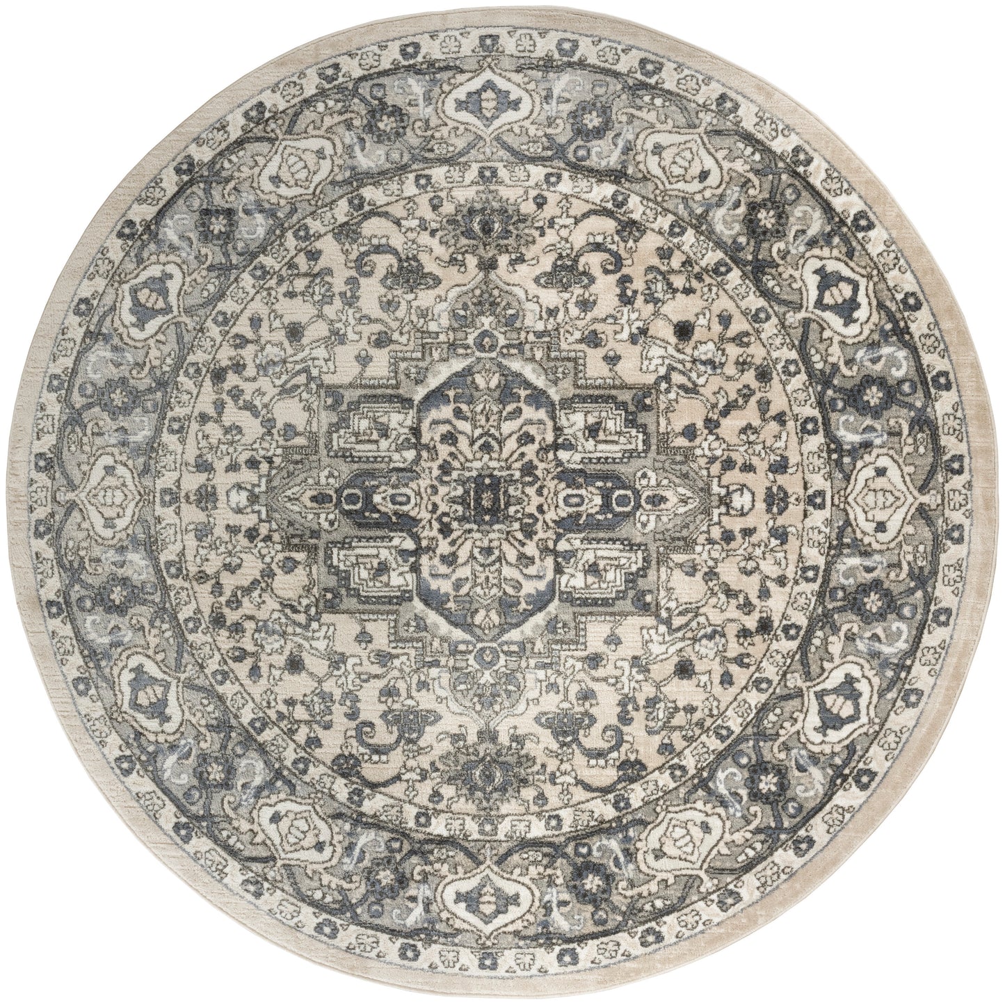 Nourison Home Quarry QUA05 Ivory Blue Transitional Power-loomed Rugs