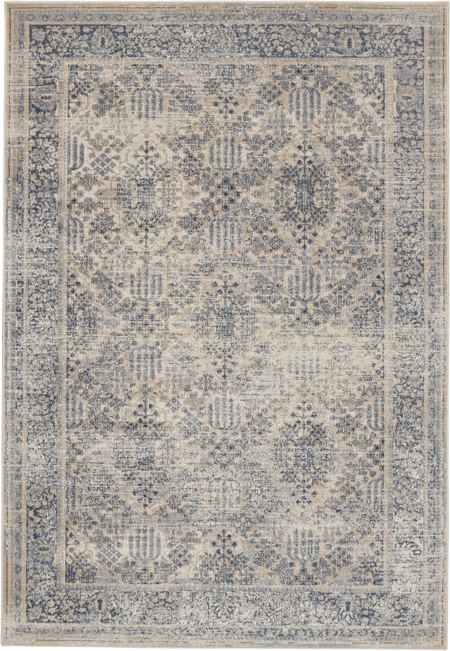 Nourison Home Malta MAI12 Ivory Blue Traditional Power-loomed Rug
