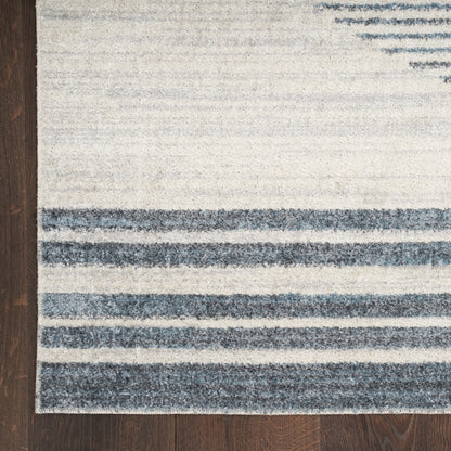 Nourison Home Astra Machine Washable  Ivory Blue  Contemporary