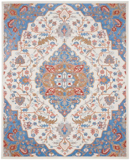 Nourison Home Elation ETN09 Ivory Blue Traditional Power-loomed Rug