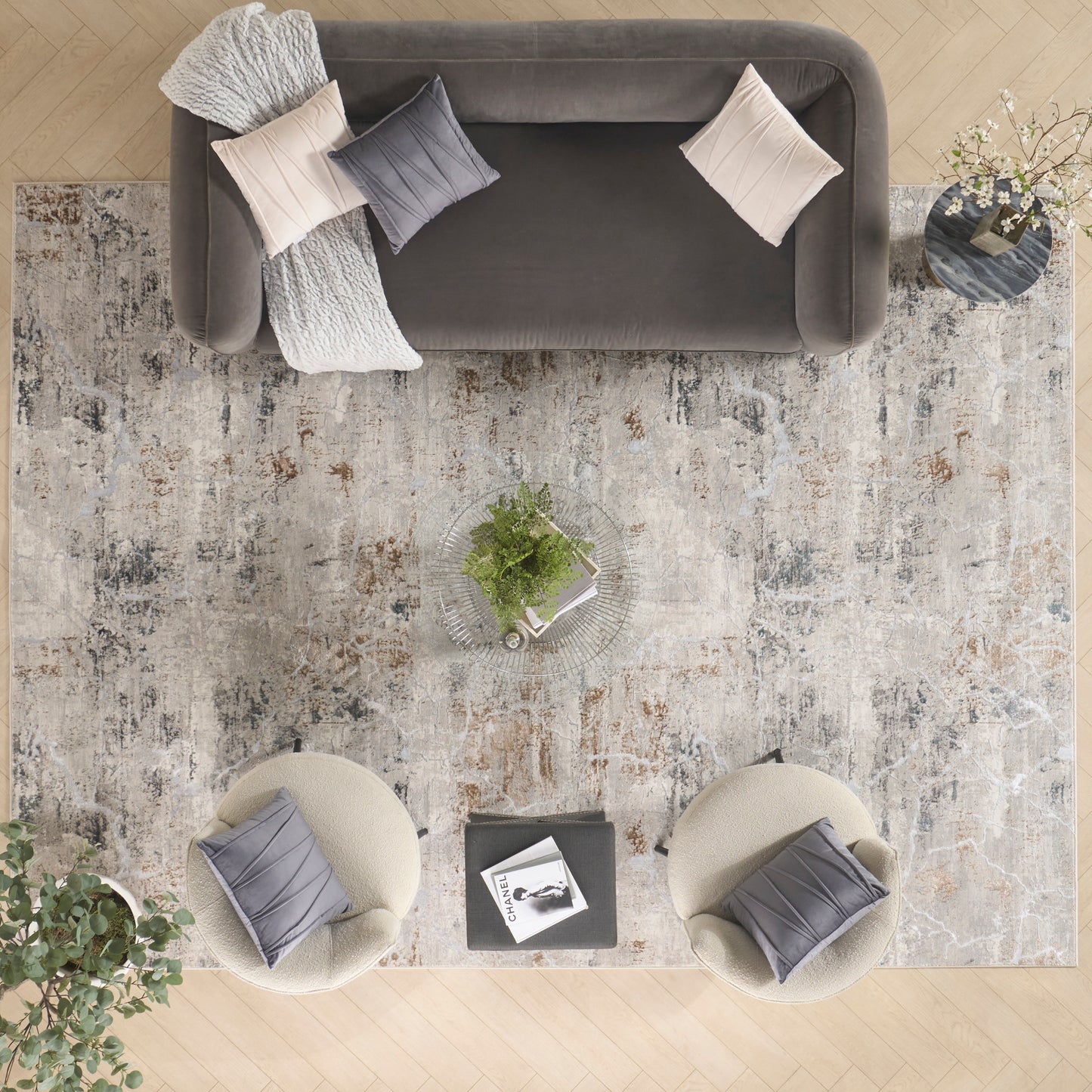 Nourison Home Glitz  Grey Multicolor  Contemporary