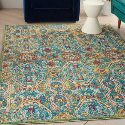 Nourison Home Allur  Turquoise Multicolor  Transitional