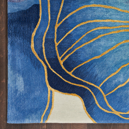 Nourison Home Prismatic  Blue Gold  Contemporary