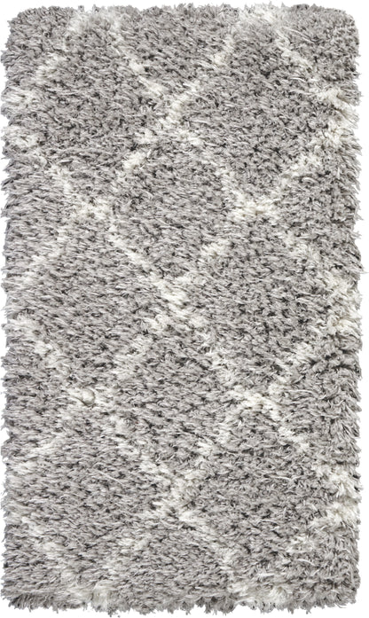 Nourison Home Luxe Shag LXS02 Grey Ivory Contemporary Power-loomed Rug