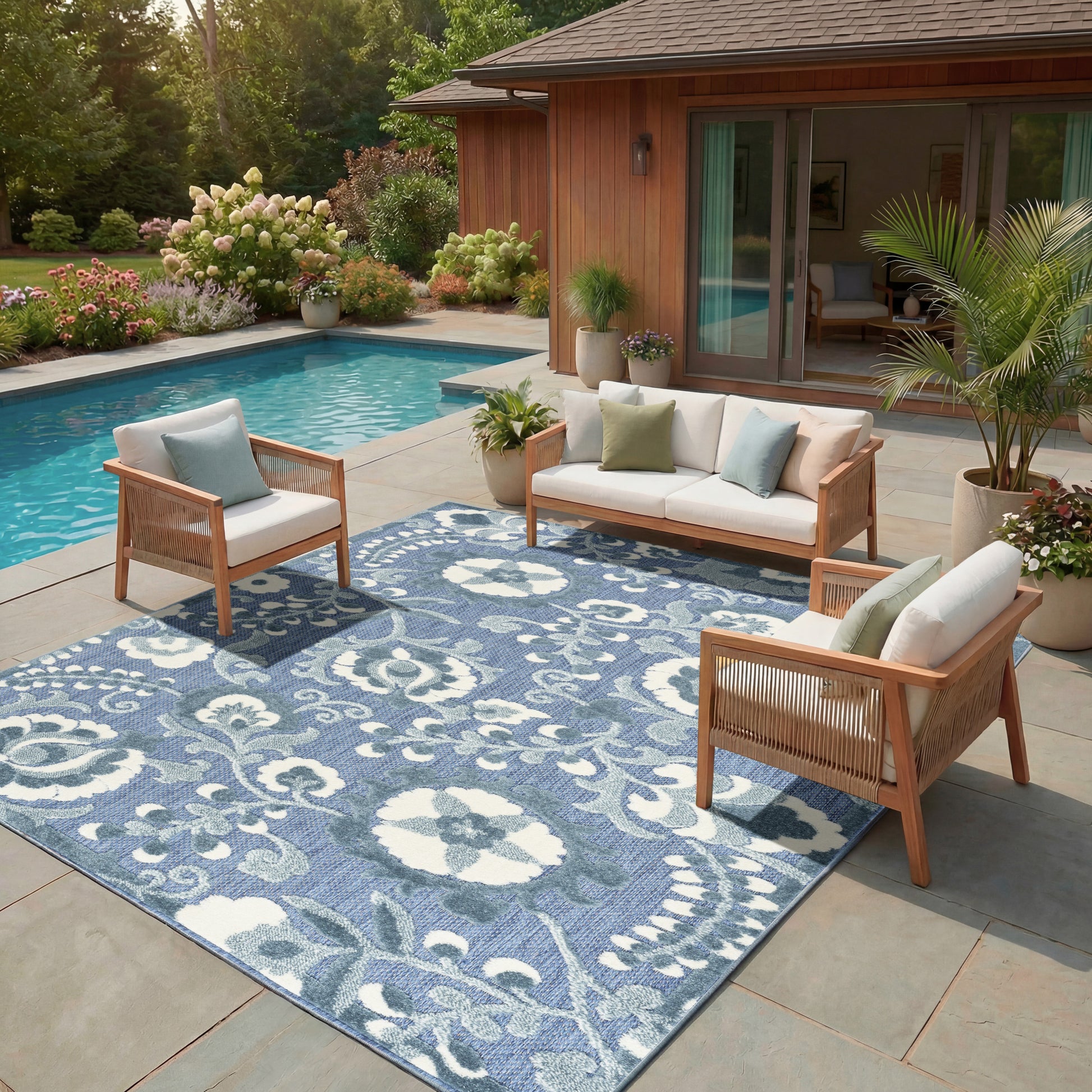 Nourison Home Aloha  Blue  Contemporary