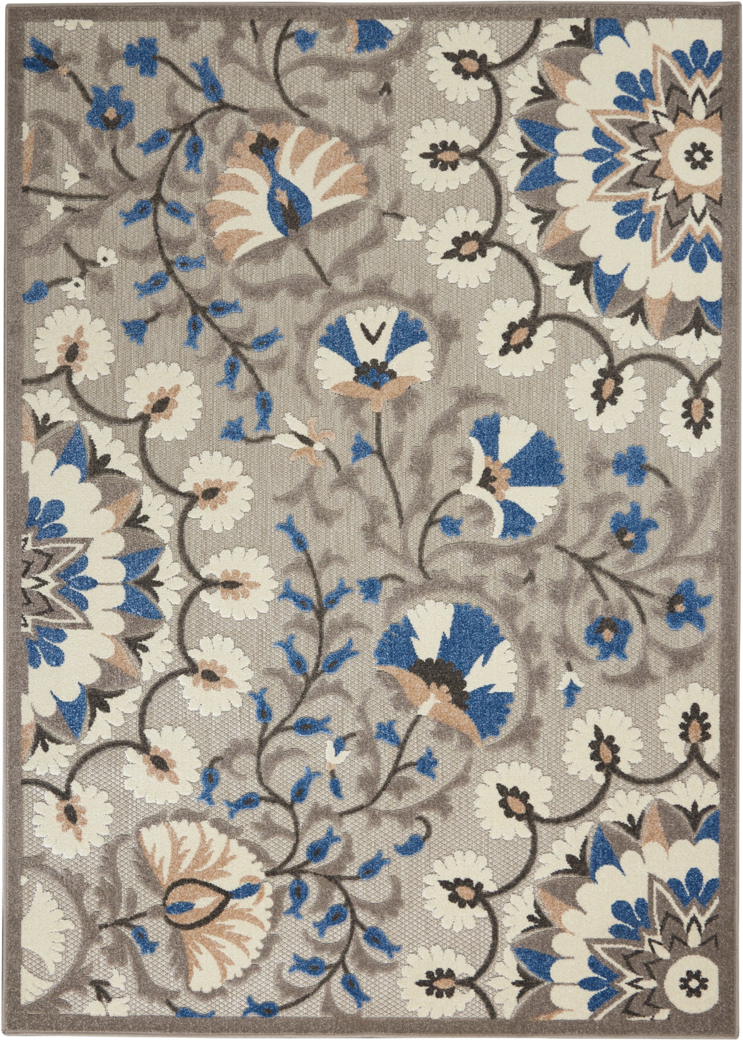 Nourison Home Aloha ALH20 Grey Multicolor Contemporary Power-loomed Rugs