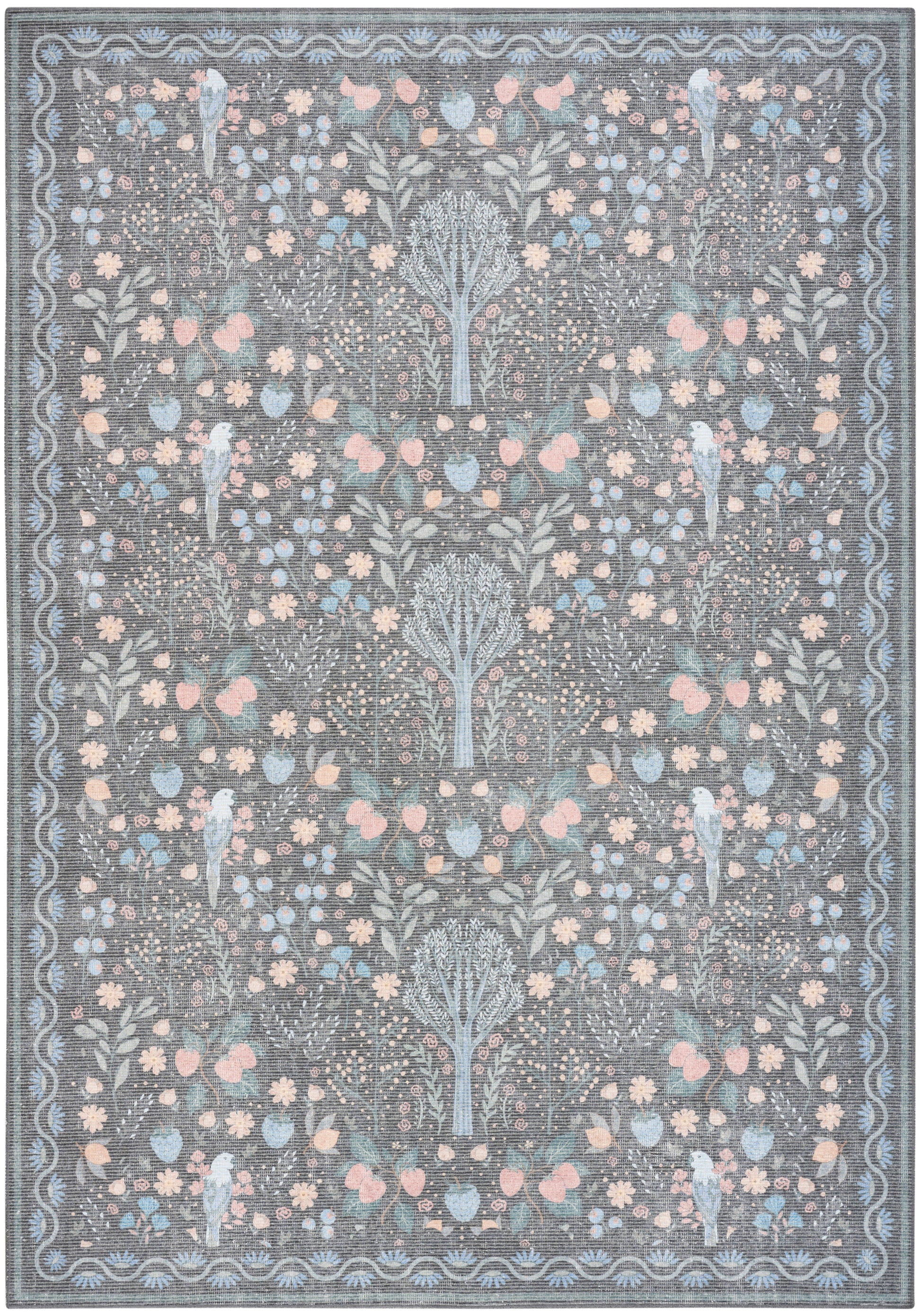 Nourison Home Botanical Washables  Charcoal Multicolor  Contemporary