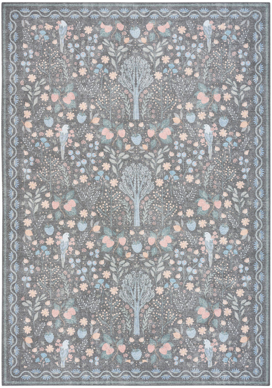 Nourison Home Botanical Washables  Charcoal Multicolor  Contemporary