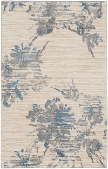 Calvin Klein CK005 Enchanting ECH01 Ivory Grey Blue Contemporary Power-loomed Rug