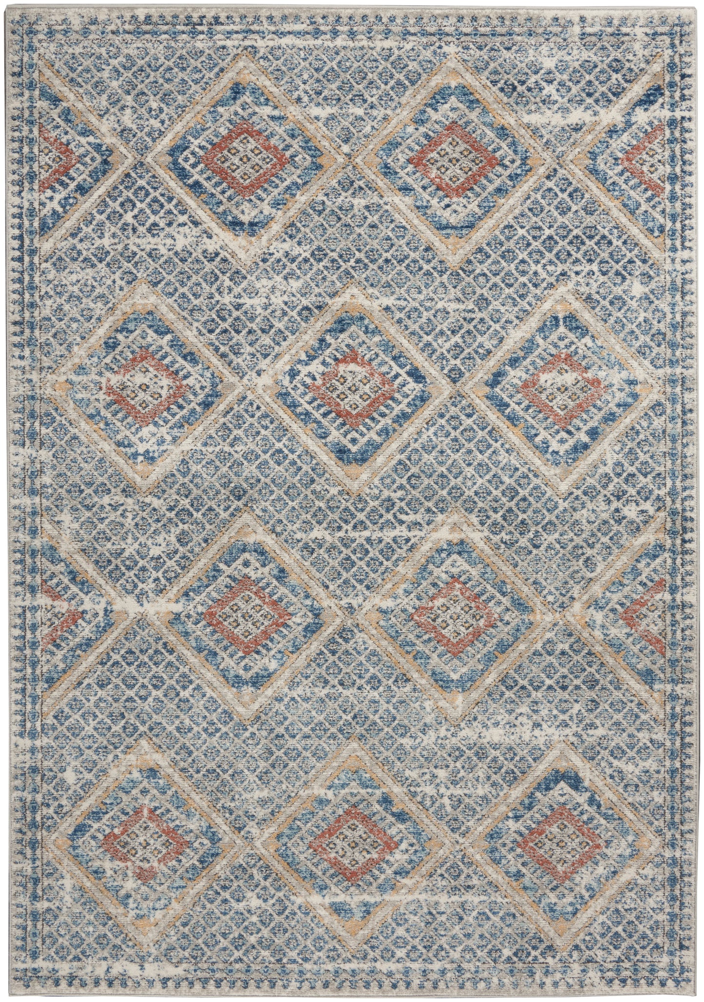 Nourison Home Quarry QUA16 Blue Ivory Contemporary Power-loomed Rugs