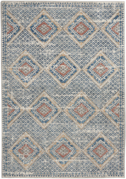 Nourison Home Quarry QUA16 Blue Ivory Contemporary Power-loomed Rugs
