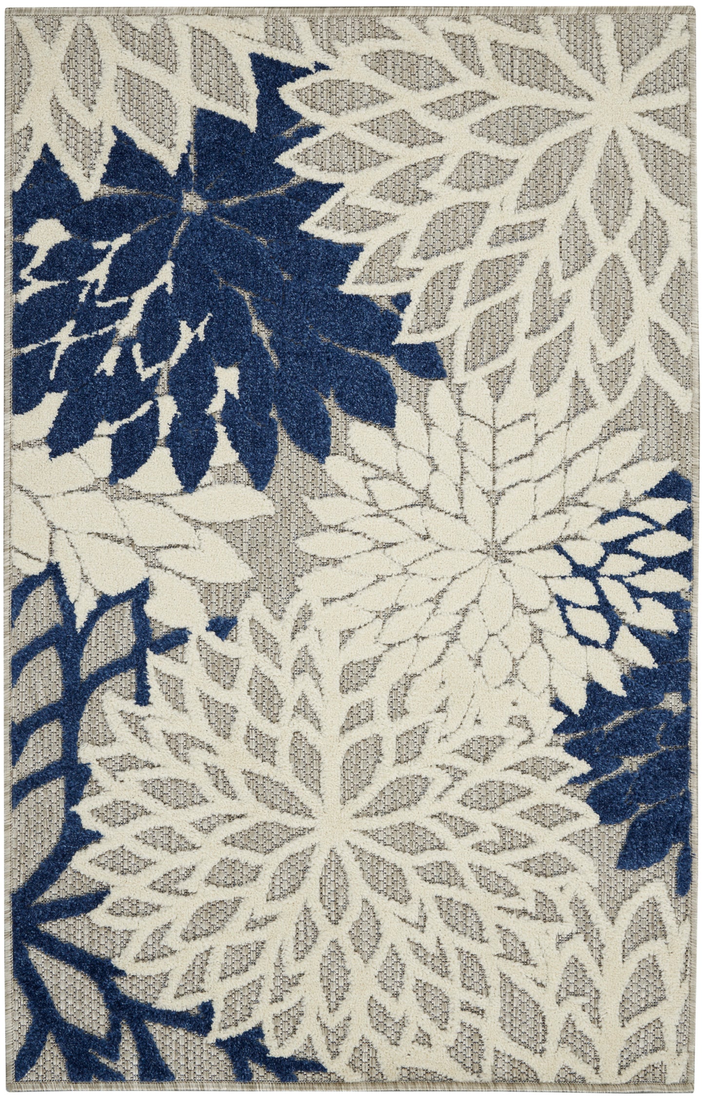 Nourison Home Aloha ALH05 Ivory Navy Contemporary Power-loomed Rugs