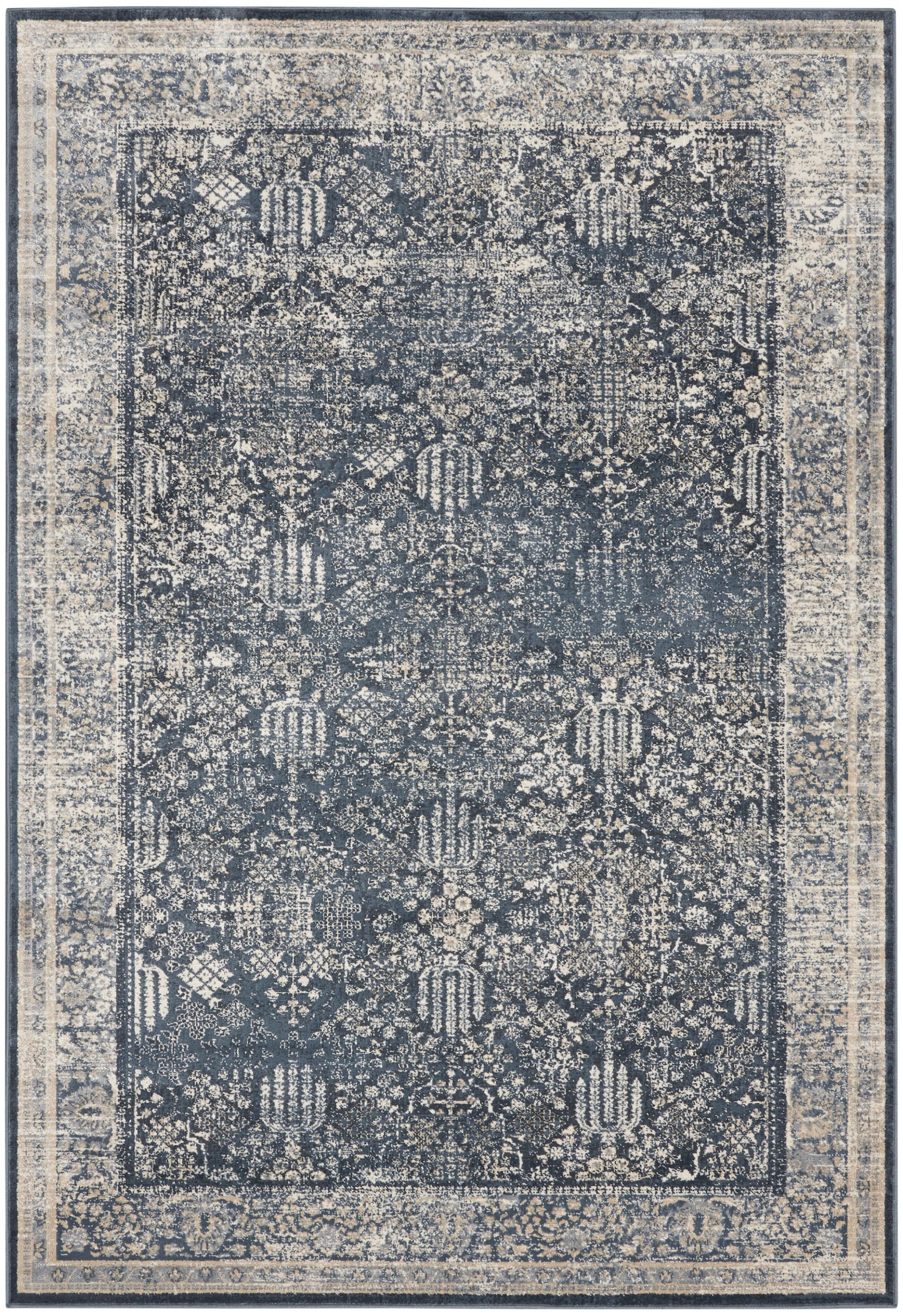 Nourison Home Malta MAI12 Navy Ivory Traditional Power-loomed Rug