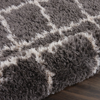 Nourison Home Luxe Shag  Charcoal Beige  Contemporary
