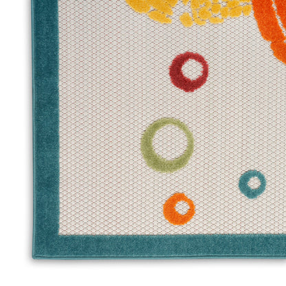 Nourison Home Aloha  Teal Multicolor  Contemporary