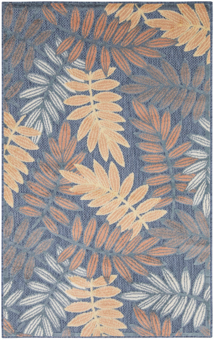 Nourison Home Aloha ALH18 Blue Rose Contemporary Power-loomed Rugs