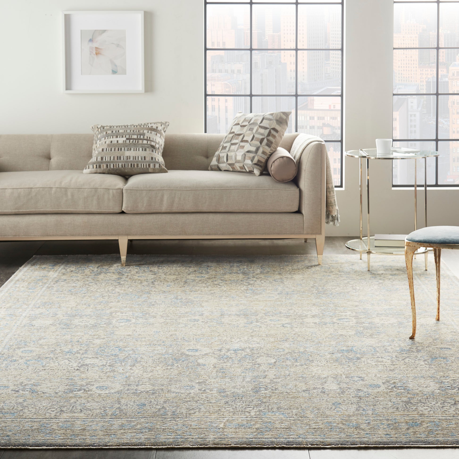 Nourison Home Lustrous Weave  Ivory Blue  