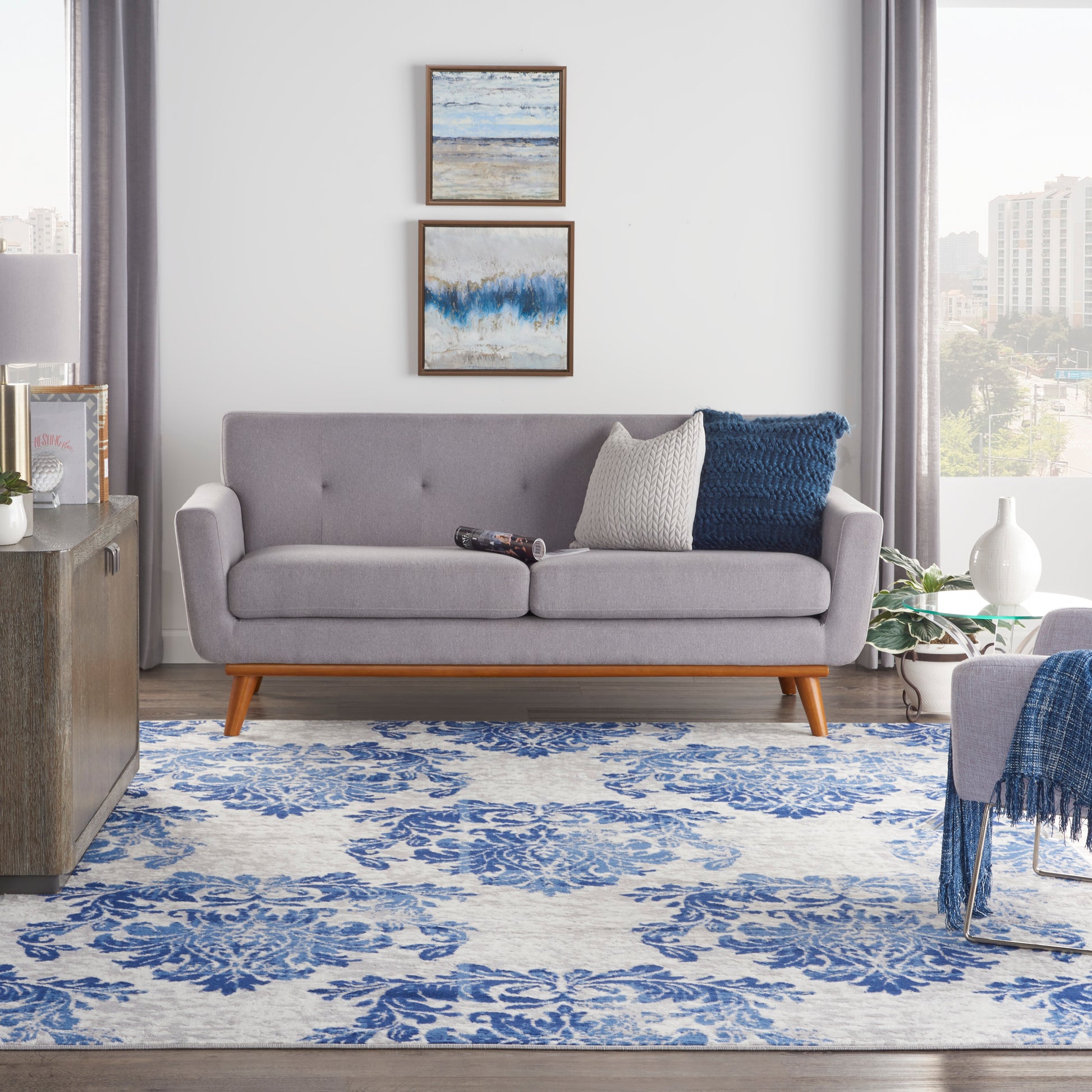 Nourison Home Whimsicle  Ivory Navy  Contemporary