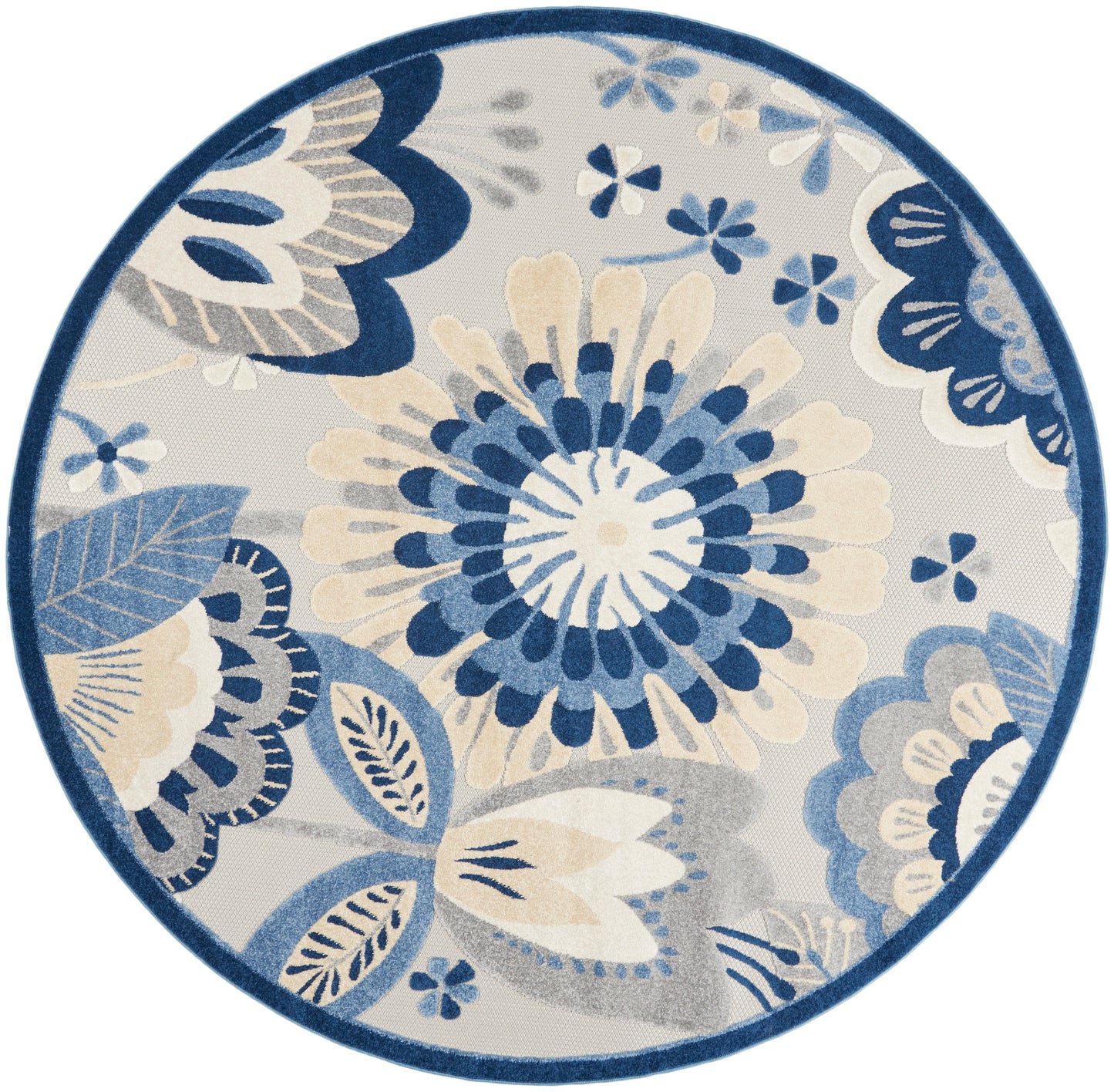 Nourison Home Aloha ALH25 Blue Grey Contemporary Power-loomed Rugs