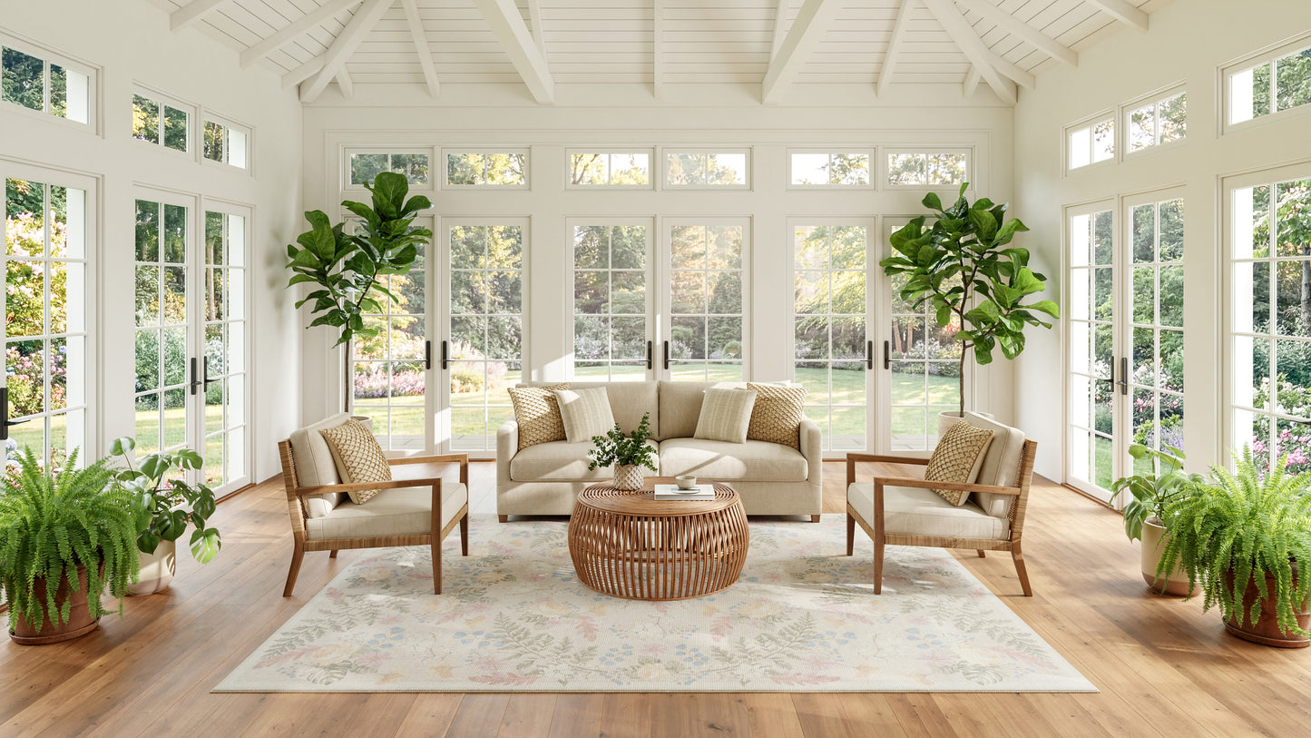 Nourison Home Botanical Washables  Beige Multicolor  Contemporary