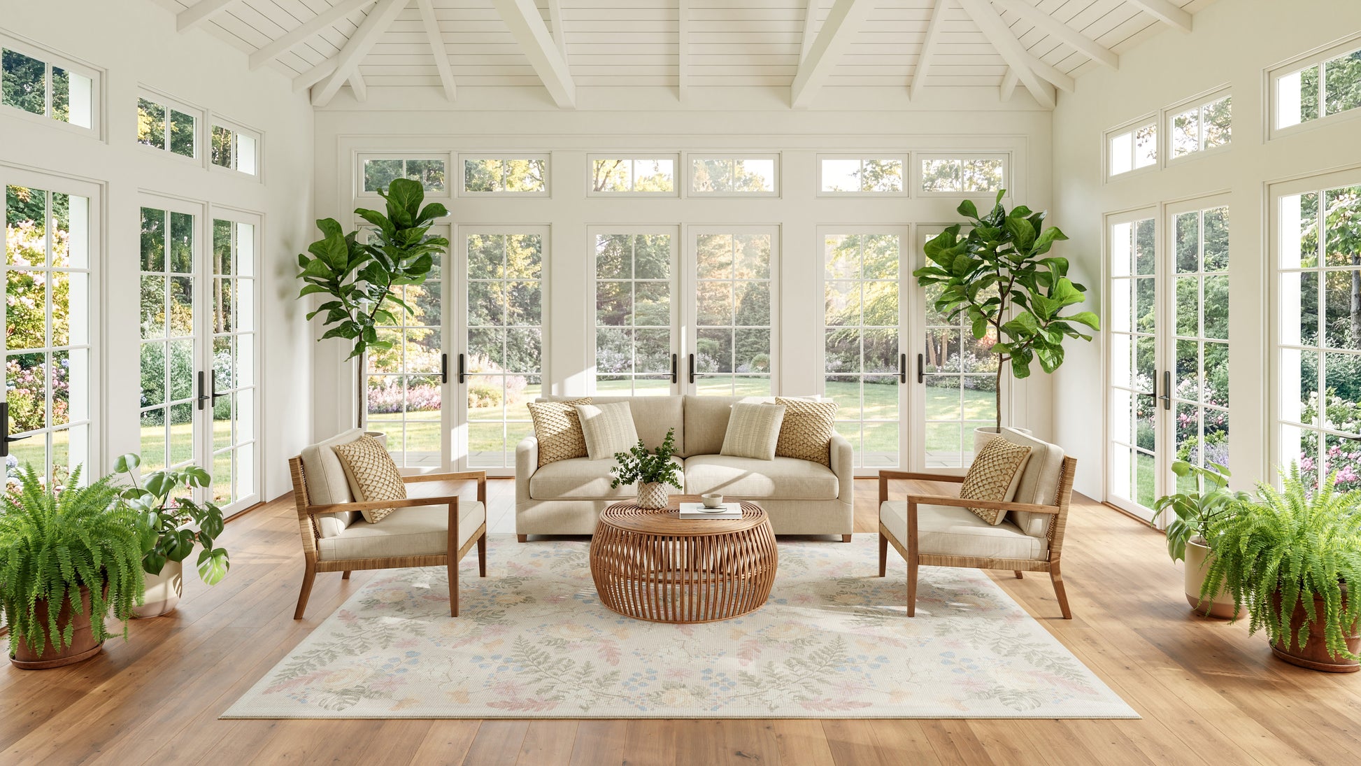 Nourison Home Botanical Washables  Beige Multicolor  Contemporary