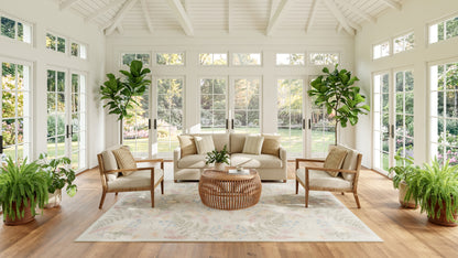 Nourison Home Botanical Washables  Beige Multicolor  Contemporary