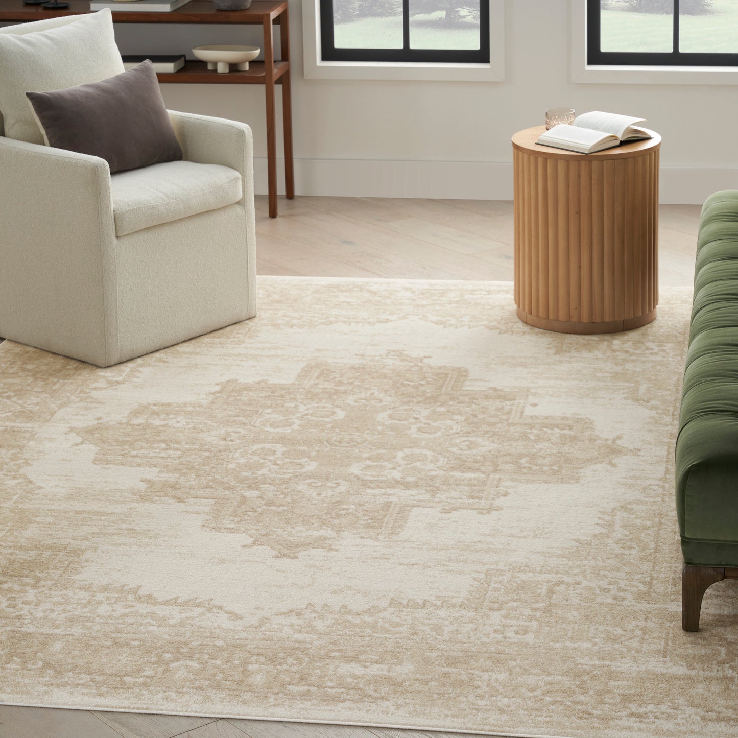 Nourison Home Grafix  Ivory Beige  Transitional