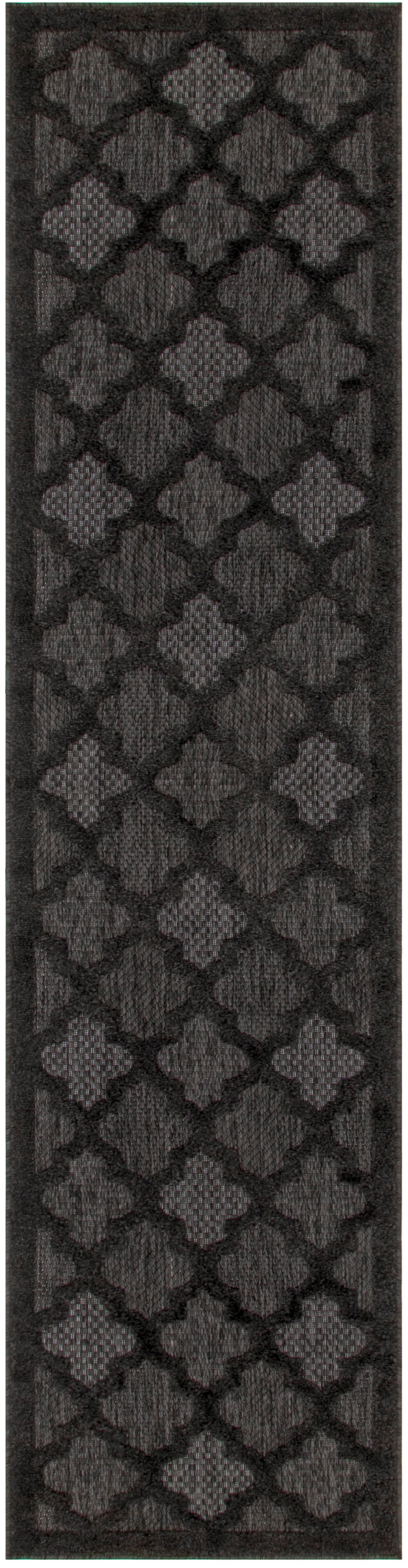 Nourison Home Easy Care NES01 Charcoal Black Contemporary Flat Weave Rug