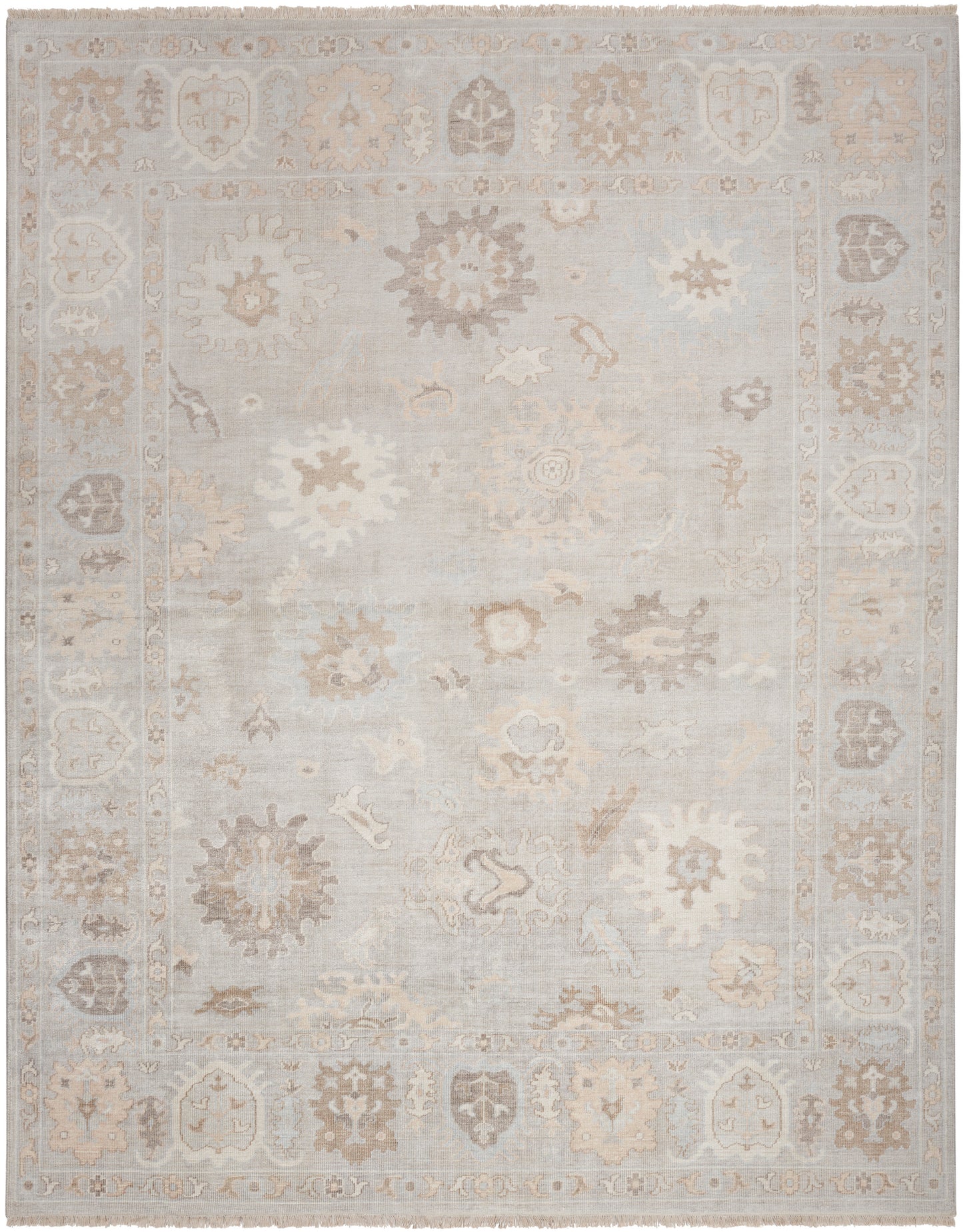 Nourison Home Aldora ALD15 Silver Blue Traditional Hand Knotted Rug