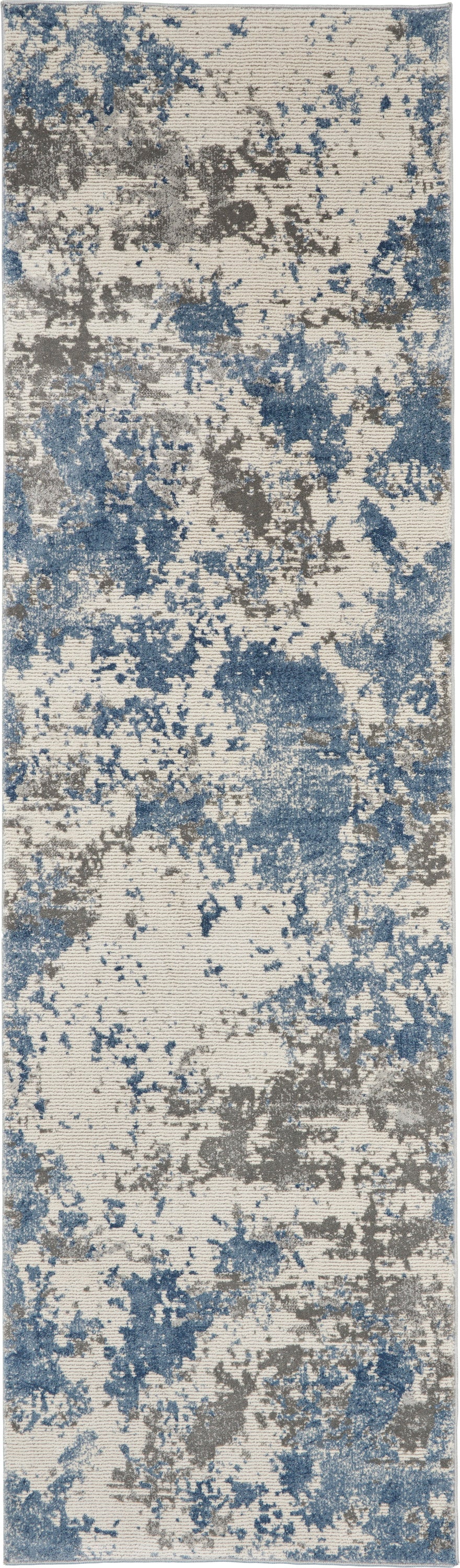 Nourison Home Rustic Textures RUS08 Grey Blue Contemporary Power-loomed Rugs
