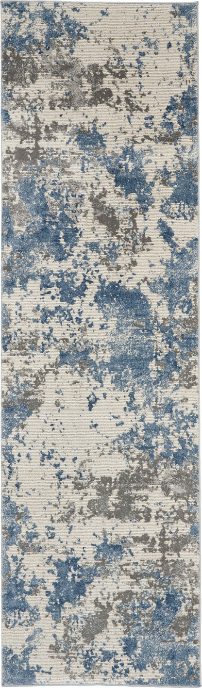 Nourison Home Rustic Textures RUS08 Grey Blue Contemporary Power-loomed Rugs