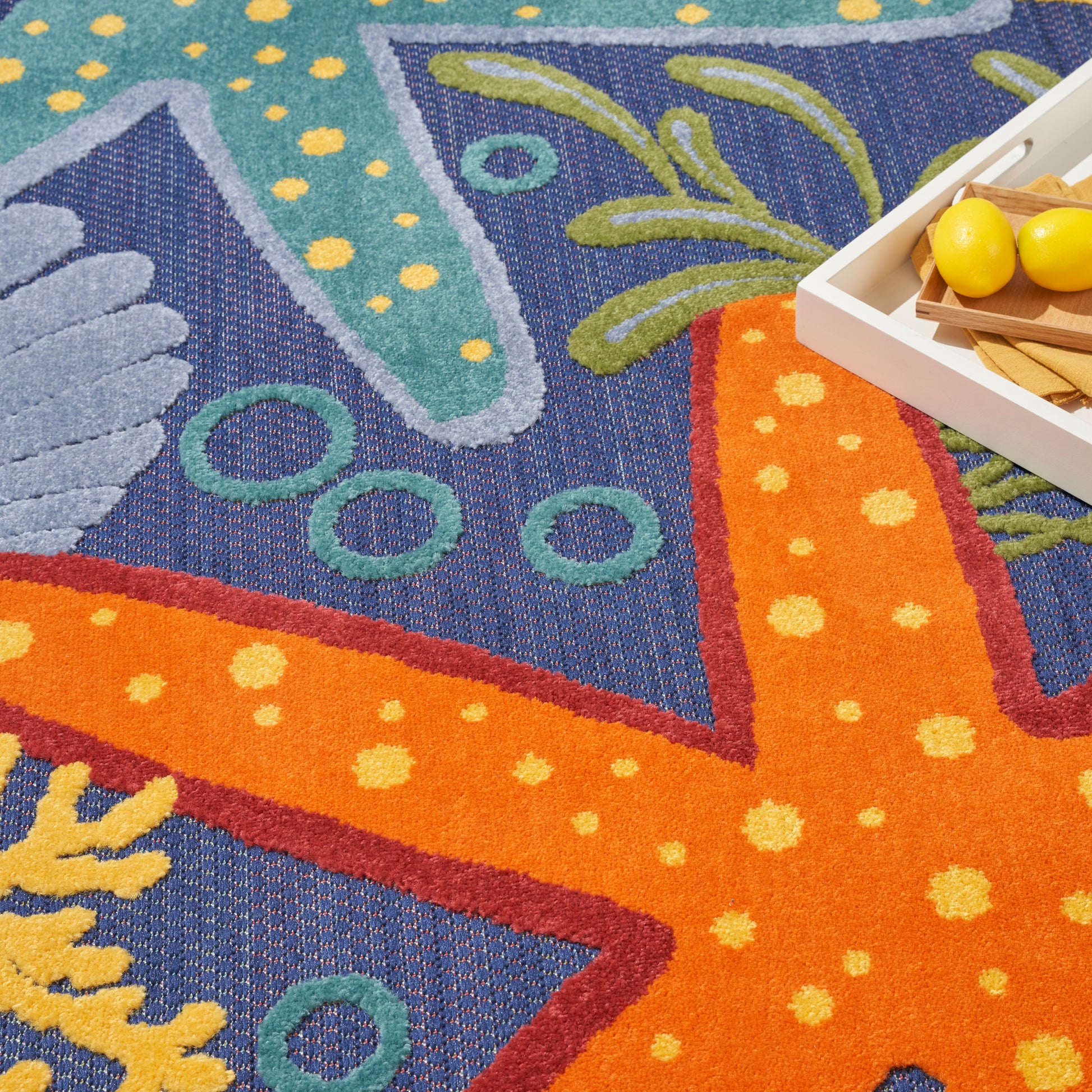 Nourison Home Aloha  Navy Multicolor  Contemporary