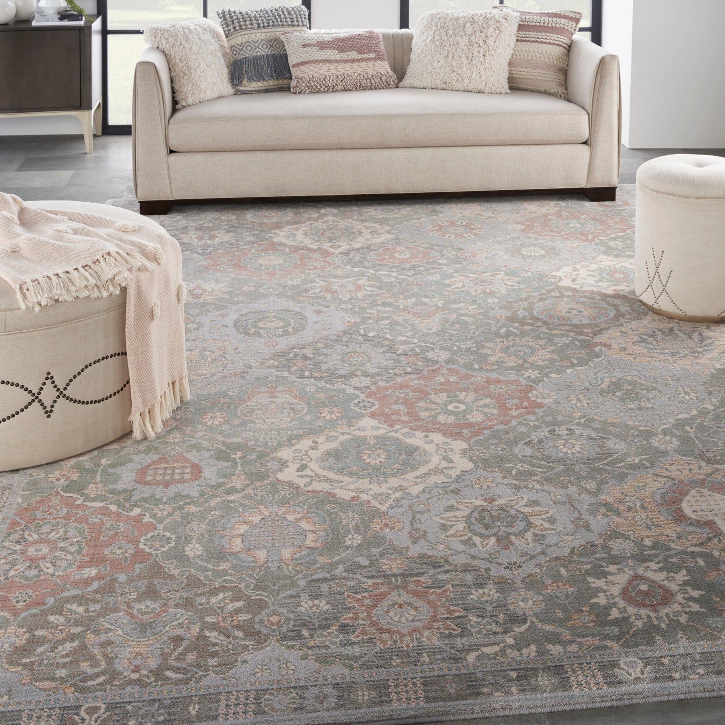 Nourison Home Parisa  Grey Multicolor  Transitional