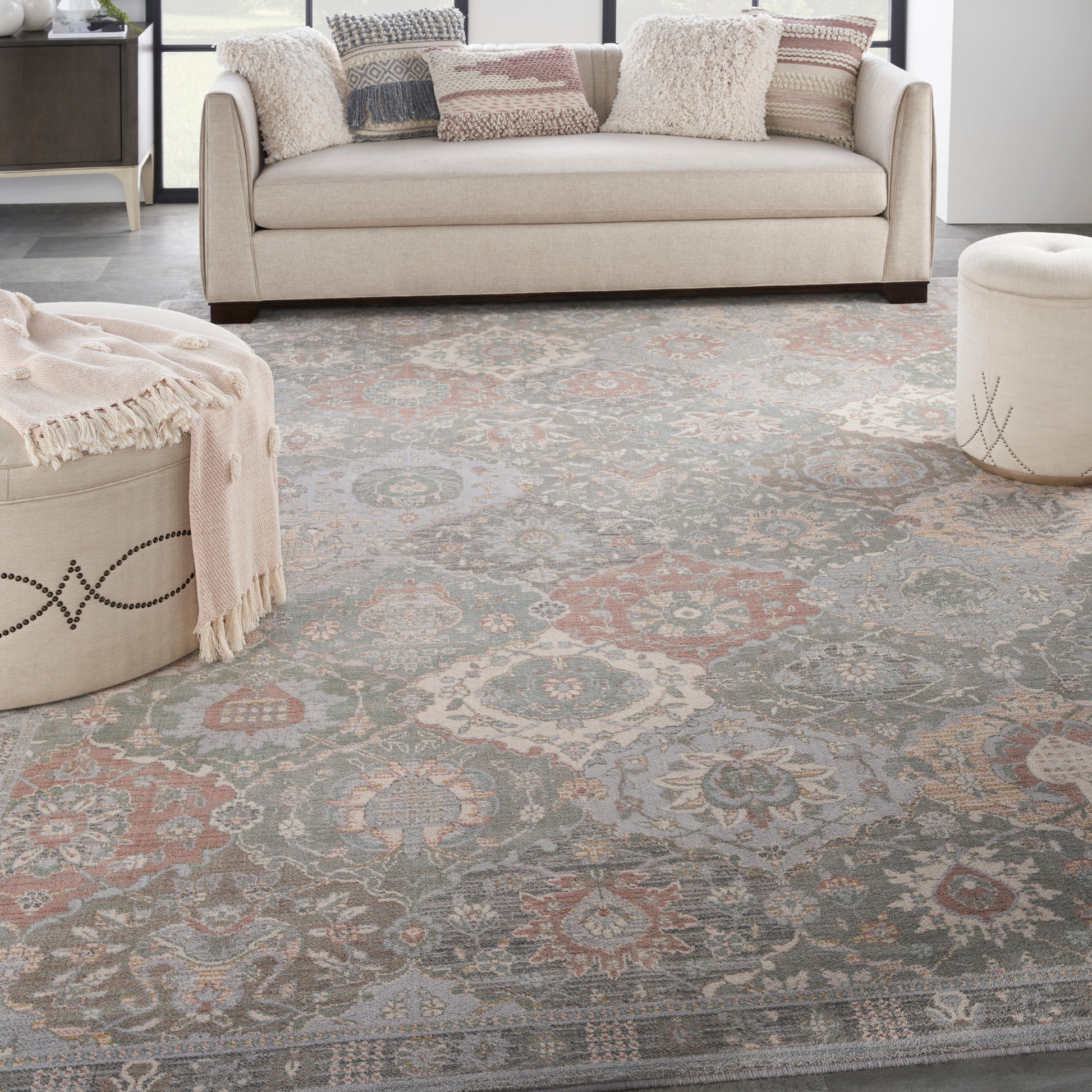Nourison Home Parisa  Grey Multicolor  Transitional