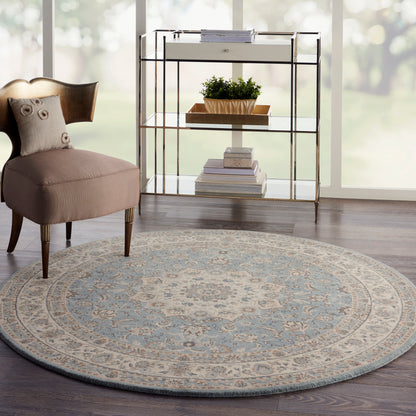 Nourison Home Living Treasures  Aqua Ivory  Traditional