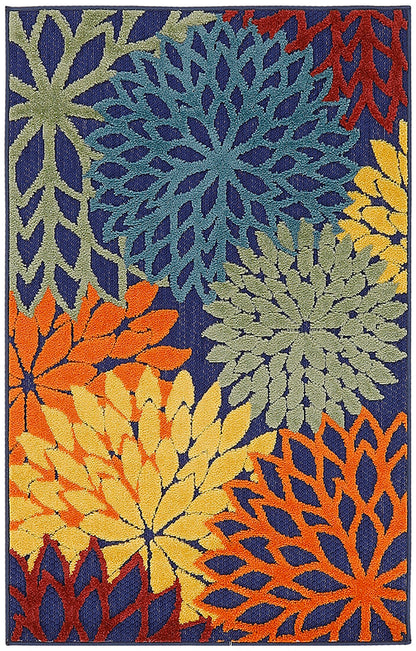 Nourison Home Aloha ALH05 Navy Multicolor Contemporary Power-loomed Rugs