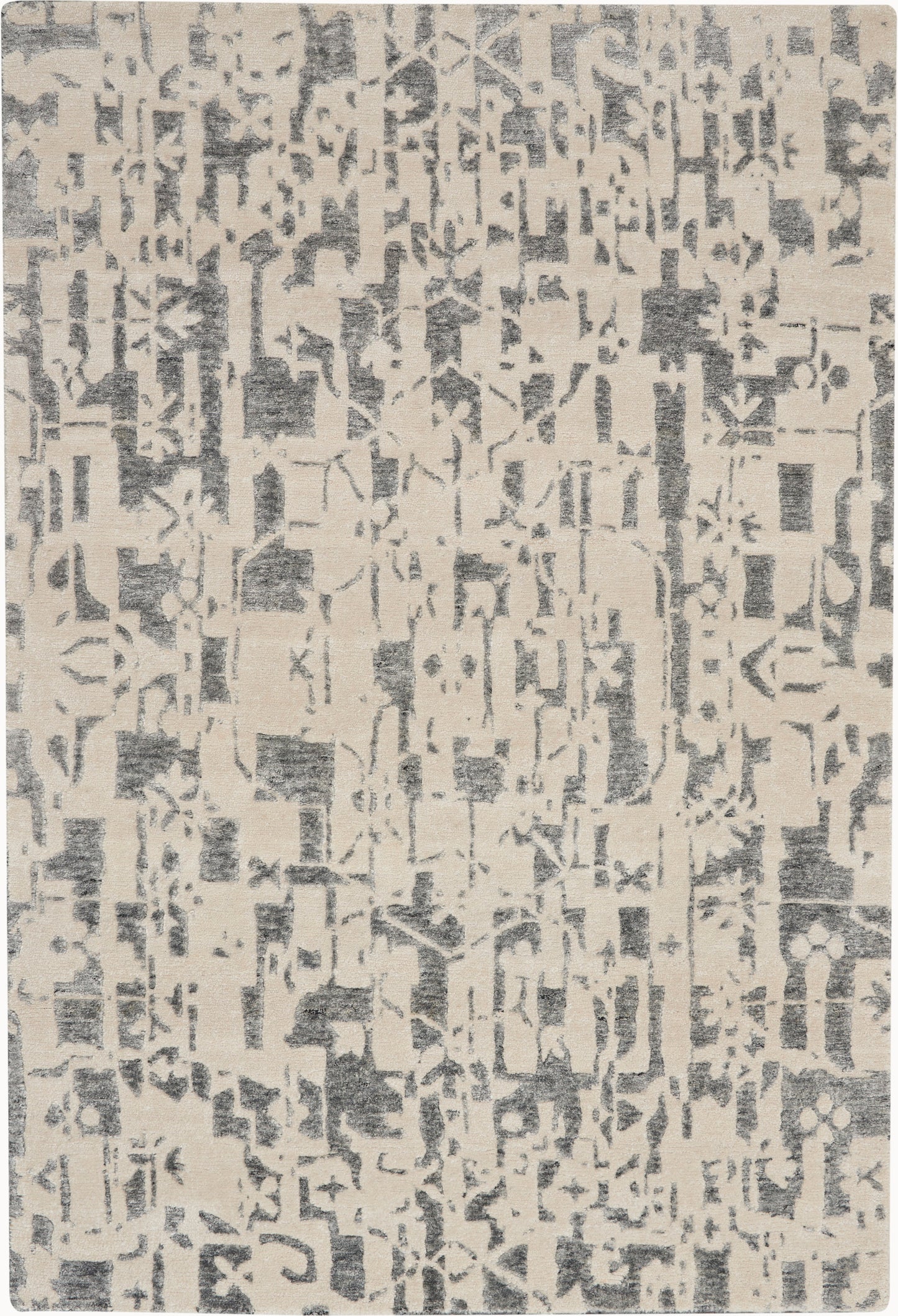 Nourison Home Silk Shadows SHA19 Ivory Grey Transitional Hand Knotted Rug