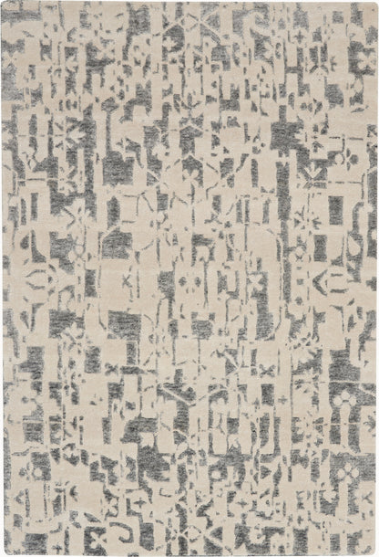 Nourison Home Silk Shadows SHA19 Ivory Grey Transitional Hand Knotted Rug