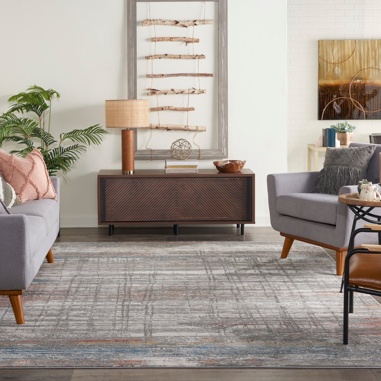 Nourison Home Rustic Textures  Grey Multicolor  Contemporary