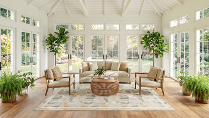 Nourison Home Botanical Washables  Beige Multicolor  Contemporary
