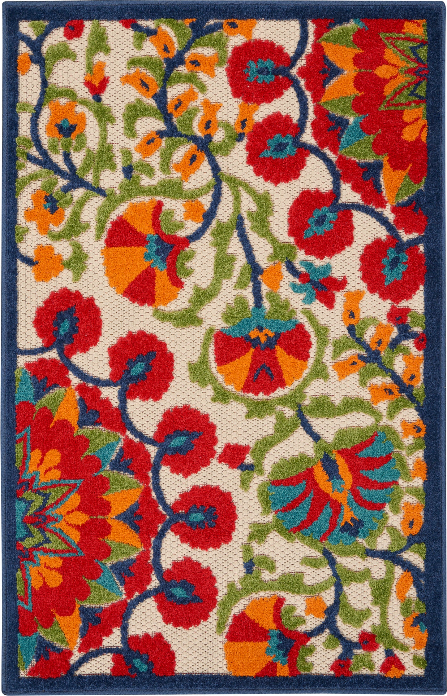 Nourison Home Aloha ALH20 Red Multicolor Contemporary Power-loomed Rugs