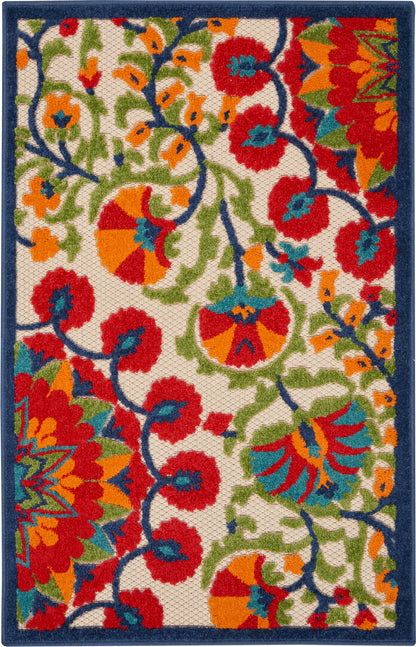 Nourison Home Aloha ALH20 Red Multicolor Contemporary Power-loomed Rugs